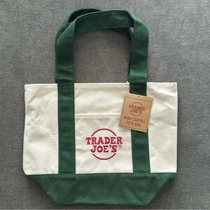 Trader Joe's Green Canvas mini Tote Bag